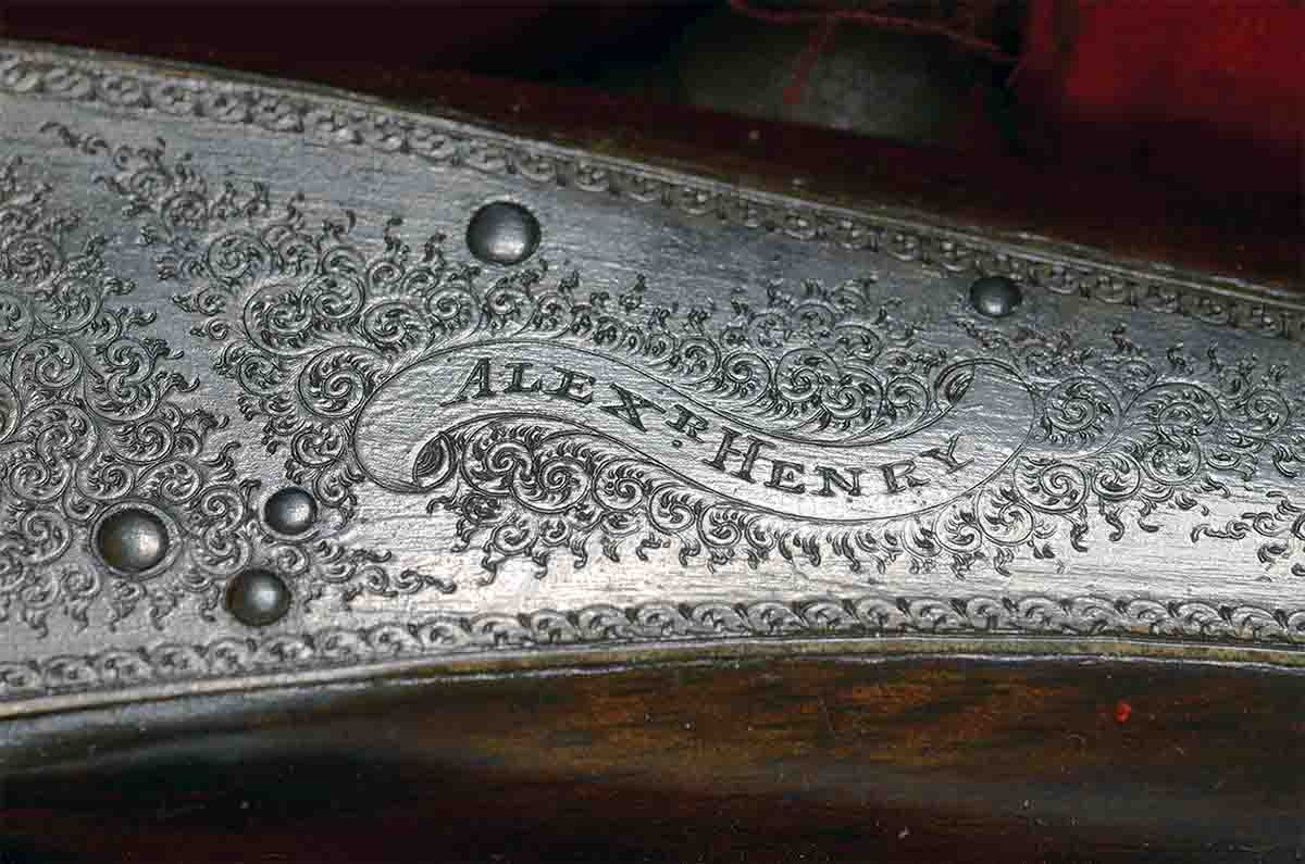 Alexander Henry always favored back-action locks for his hammer rifles, because they did not require steel to be removed from the frame. This left the action stronger.